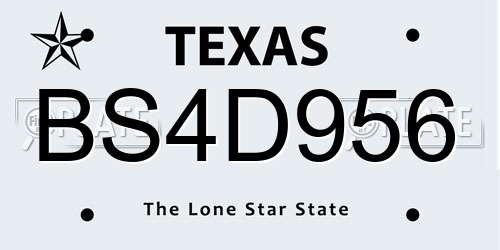 BS4D956 Texas License Plate