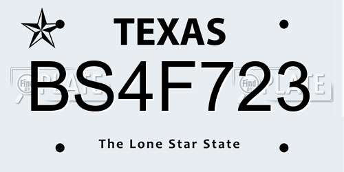 BS4F723 Texas License Plate