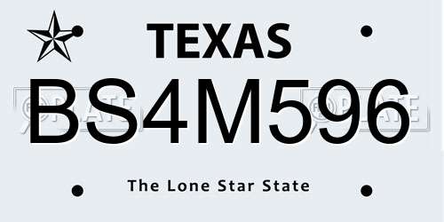 BS4M596 Texas License Plate