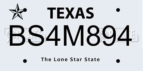 BS4M894 Texas License Plate