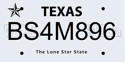 BS4M896 Texas License Plate