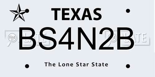 BS4N2B Texas License Plate