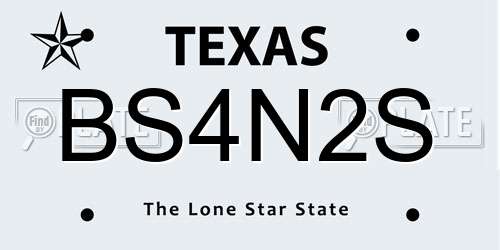 BS4N2S Texas License Plate