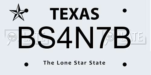 BS4N7B Texas License Plate