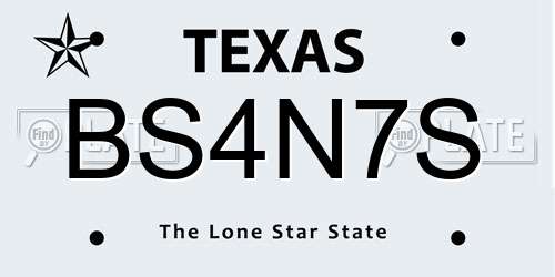 BS4N7S Texas License Plate