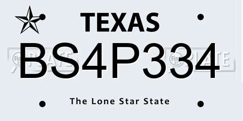 BS4P334 Texas License Plate