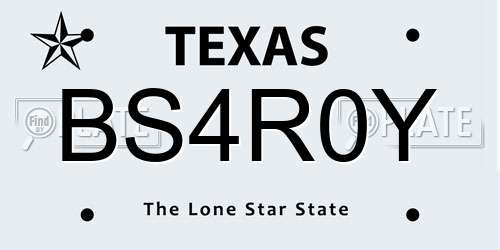 BS4R0Y Texas License Plate