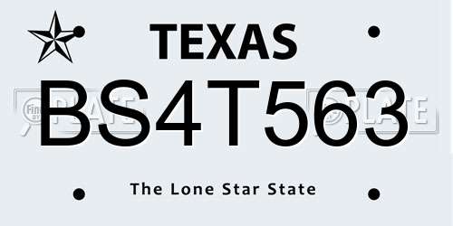 BS4T563 Texas License Plate