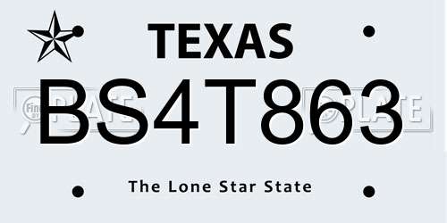 BS4T863 Texas License Plate