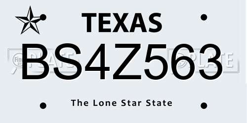 BS4Z563 Texas License Plate