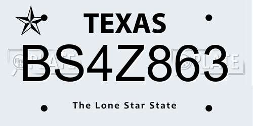 BS4Z863 Texas License Plate