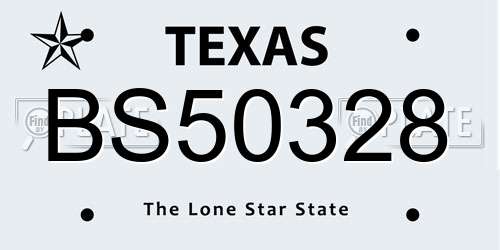 BS50328 Texas License Plate