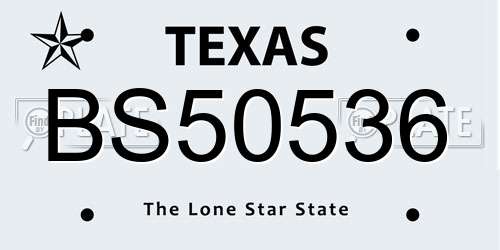 BS50536 Texas License Plate