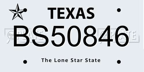 BS50846 Texas License Plate