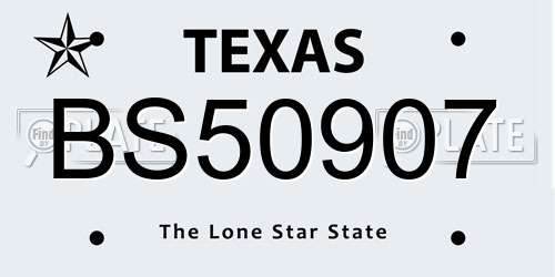 BS50907 Texas License Plate