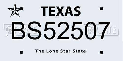 BS52507 Texas License Plate