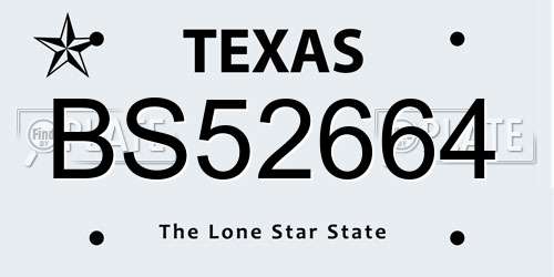 BS52664 Texas License Plate