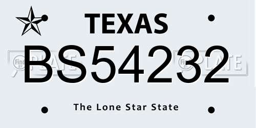 BS54232 Texas License Plate