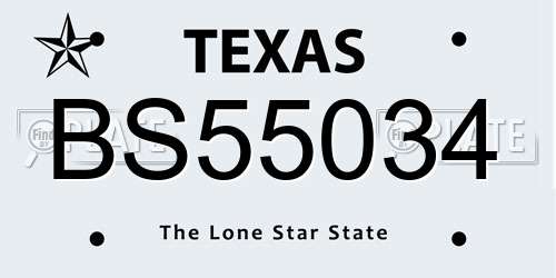 BS55034 Texas License Plate