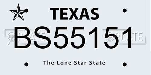 BS55151 Texas License Plate