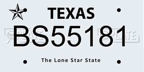 BS55181 Texas License Plate