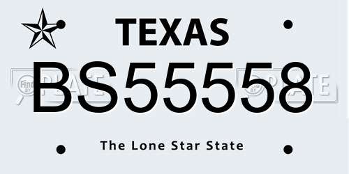 BS55558 Texas License Plate