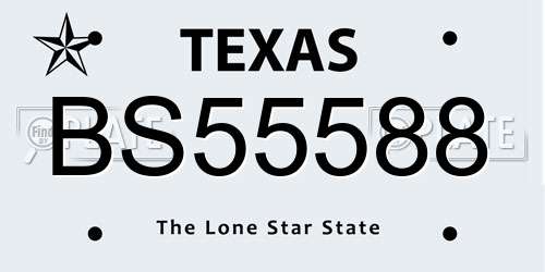 BS55588 Texas License Plate