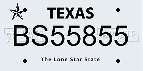 BS55855 Texas License Plate