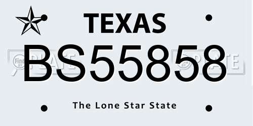 BS55858 Texas License Plate