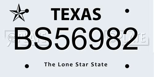BS56982 Texas License Plate