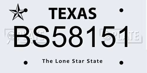 BS58151 Texas License Plate