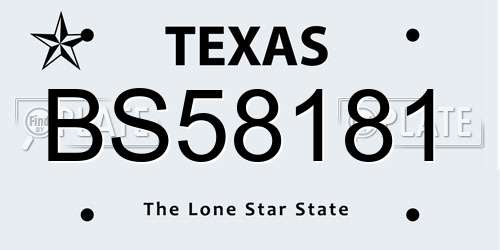 BS58181 Texas License Plate