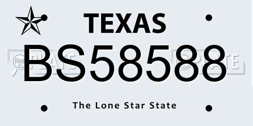 BS58588 Texas License Plate