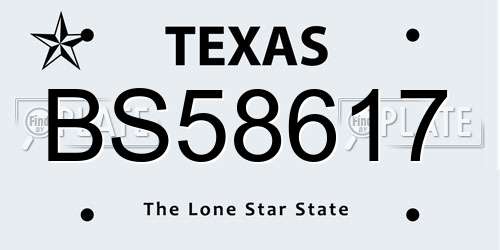 BS58617 Texas License Plate