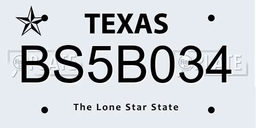 BS5B034 Texas License Plate