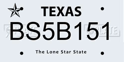 BS5B151 Texas License Plate