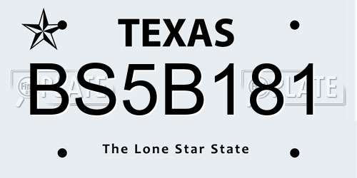 BS5B181 Texas License Plate