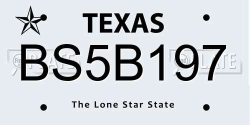 BS5B197 Texas License Plate