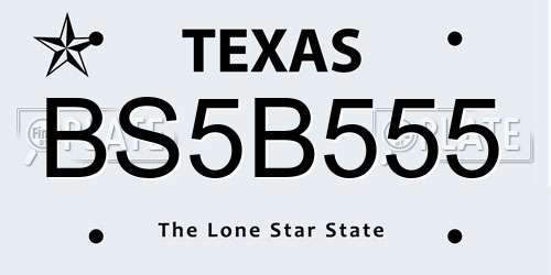 BS5B555 Texas License Plate