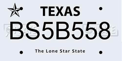 BS5B558 Texas License Plate