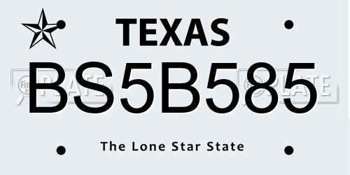 BS5B585 Texas License Plate