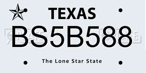 BS5B588 Texas License Plate