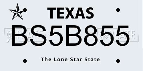 BS5B855 Texas License Plate