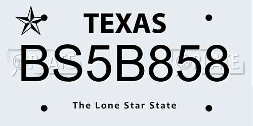 BS5B858 Texas License Plate