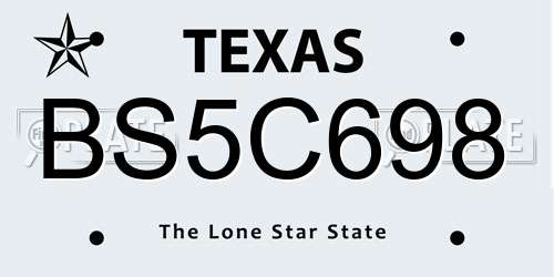 BS5C698 Texas License Plate