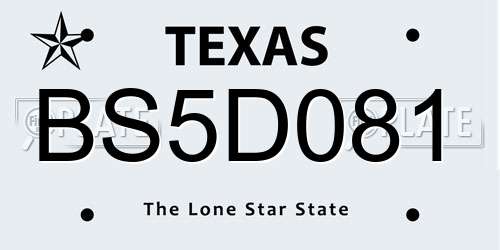 BS5D081 Texas License Plate