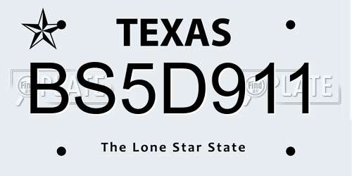 BS5D911 Texas License Plate