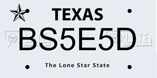 BS5E5D Texas License Plate
