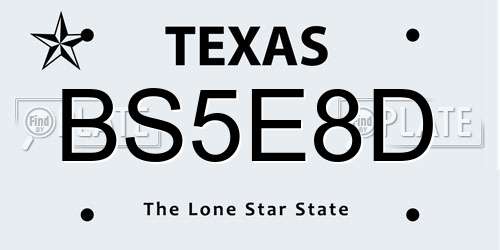 BS5E8D Texas License Plate