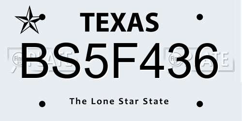 BS5F436 Texas License Plate